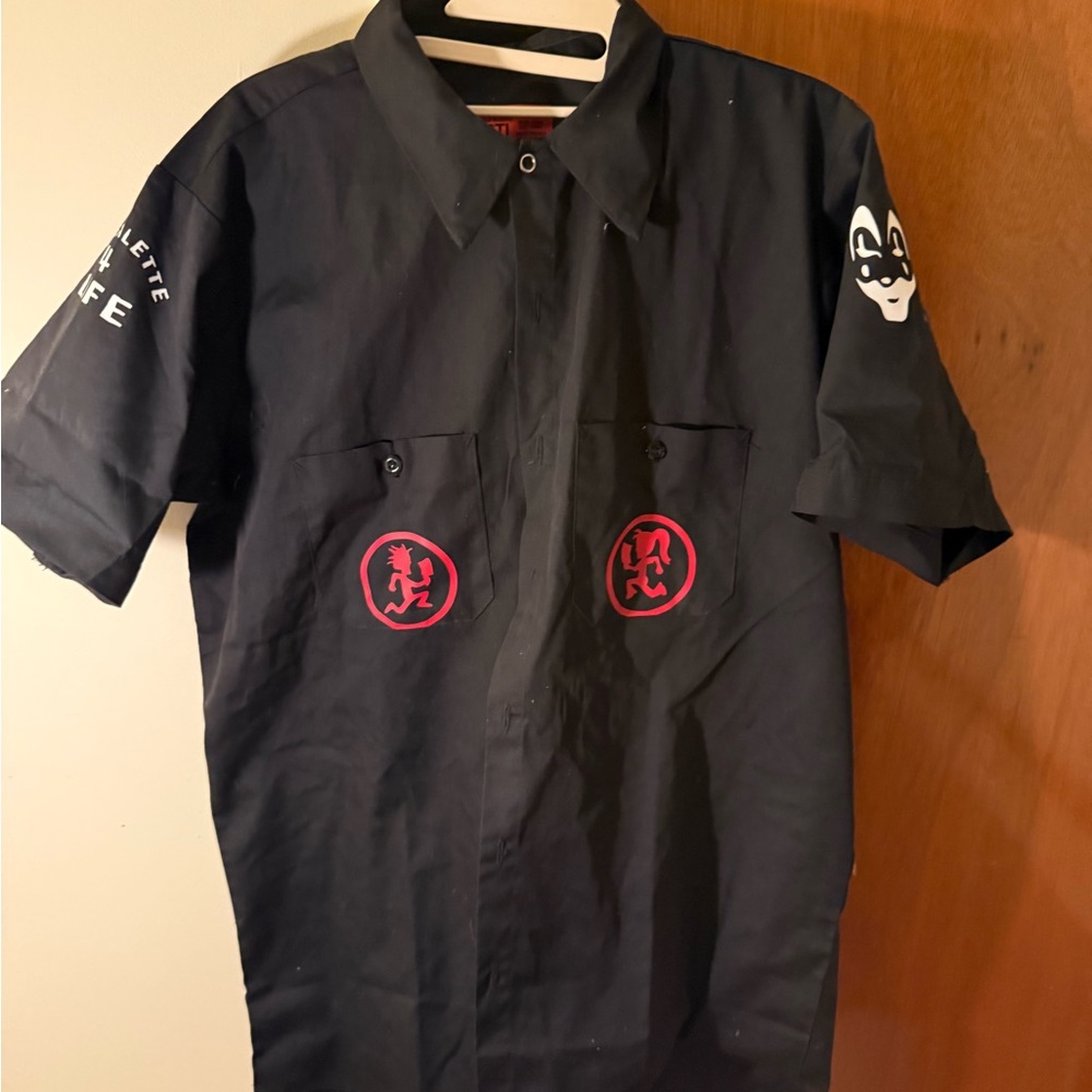Custom Insane Clown Posse Juggalette Black Short Sleeve Button Down Shirt